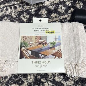 Threshold White Table Runner with Fringe